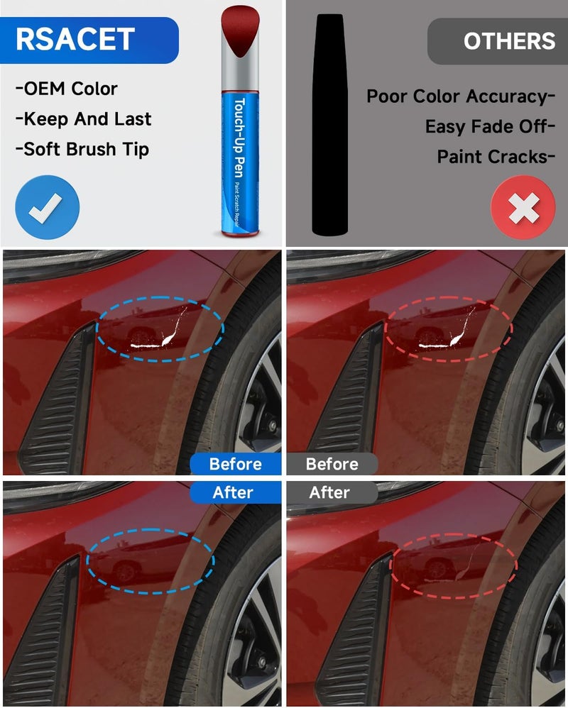 RSACET 3R1 Matador Red Mica Touch Up Paint Compatible with Toyota Exact Match Touch Up Paint Car Scratch Repair - Image 2